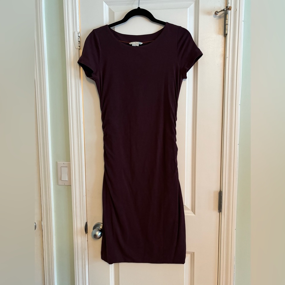 Boden purple stretchy jersey shirred dress